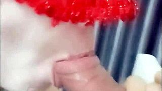enjoying a casual blowjob session with a cute amateur in cosplay