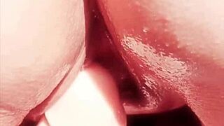 mature woman teases her big wet cunt close up.