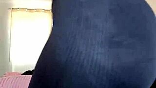 milf in sheer leggings shows off big ass close-up