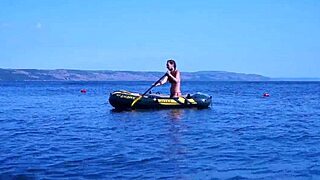 just chilling on a boat with mature babe on volga-river