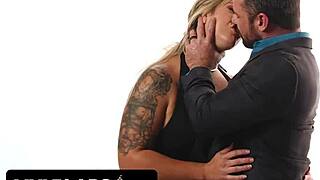 Loving wife bends over to pleasure husband on steamy sex tape.