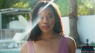 Two stunning ebony models Selene Kitt and Mimi Desuka pose for Playboy magazine