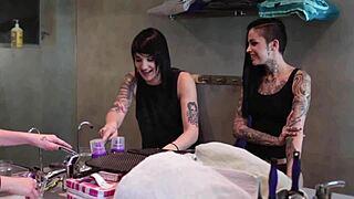 Tattooed Lesbians Fuck In Doggy And Cowgirl Positions