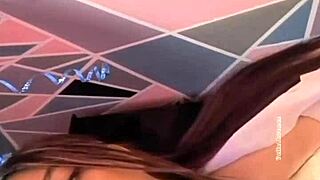 University student rocks with her dildo