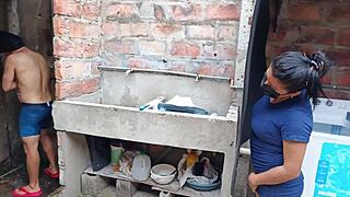 Finally Sucked My Neighbor's Cock in Slum Bathroom