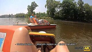 Curvy chick with juicy tits bangs stranger while boyfriend watches