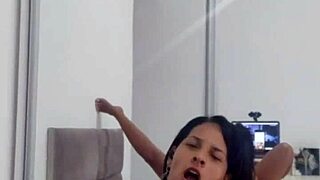 Latina Wife Flashes Fan Online for Orgasm