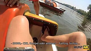 Curvy chick with juicy tits bangs stranger while boyfriend watches