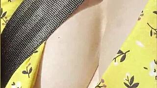 damn! wifey flashes perfect tits while driving in car part 2!