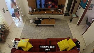 hot wife thay ksada teases delivery man on sofa