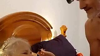 Jerry sucks cream off milf's big tits and eats pussy to orgasm