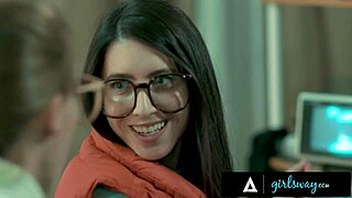 girlsway - futuristic milf guides vintage nerdy girl in threesome