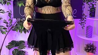 nylon club, slipping on fishnet tights for domination