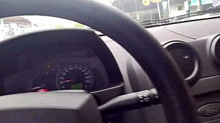 Neighbor's Wife Pays Uber Driver with Delicious Blowjob in Car