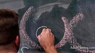 Guy Jerks To Chalk Boobs Now Beds Lesbian Duo