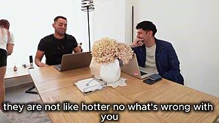 Hot Young Guy Convinces Friend to Pay Mute Maid for Wild Threesome in Living Room