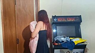 redhead mother-in-law visits at night to teach cooking