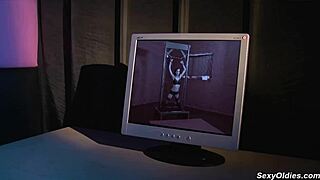 British brunette milf with huge fake tits gets pounded hard in sexy boots