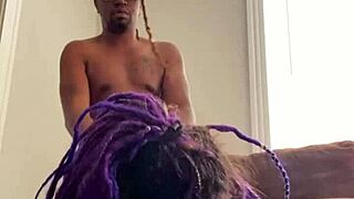 Hey, watch this broke purple dreadhead take a rough pounding from hard dick!