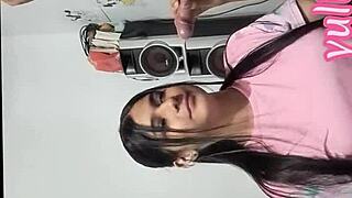 horny stepmother seduces stepson in bath, swallows his cum backstage