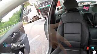 Latina couple lets stranger touch wife in daring car ride