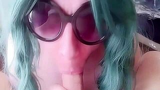 Mommy swallows huge cum load in her mouth.