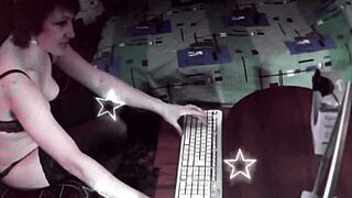 sexy milf in lingerie shows big tits close up