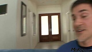 mofozo com - 18 year old brunette takes big cock in her first rough sex video