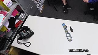 Lovely Tits Grabbed and Pounded Hard by Mall Cop in Office Encounter with Glasses On