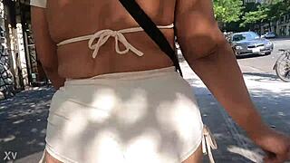 Walking In Public With See-Through Shorts, Flashing Ass To Voyeurs
