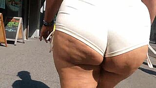 Walking In Public With See-Through Shorts, Flashing Ass To Voyeurs