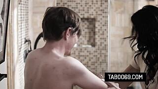 Busty MILF Stepmom Reagan Foxx rides her clumsy stepson's dick hard