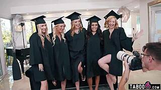 Milfs Turn Graduation Party into Reverse Gangbang