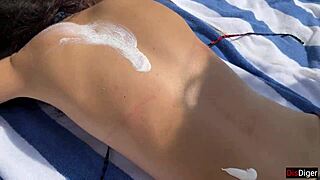 Public Pickup Stepmom And Stepdaughter On Beach With Dick Flashing