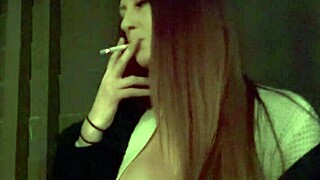 Hey, Check Out Artemisia Love Flashing Her Big Boobs and Nipples in Solo Smoke Fetish!