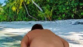 Wow! Granny with Huge Tits Stuns with a Sexy Stripdance on the Beach!
