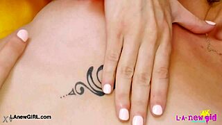 Adorable blonde beauty shows her sexy body on the sofa!