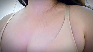 Chubby horny babe plays with big tits and wet pussy now!