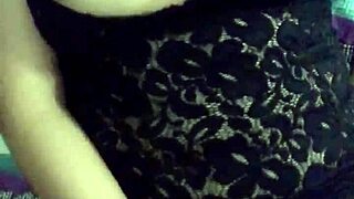 sexy mexican latina milf masturbates in black lingerie