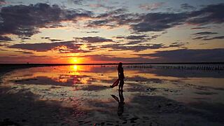 Walk On Red Sunset Of Elton Salt Lake