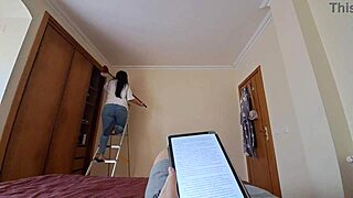 Latina Maid's Creamy Pussy Seduced in Jeans and Flip Flops!