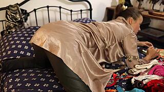 man, this french amateur in satin lingerie and leather pants gives wild rimming and doggystyle pov!