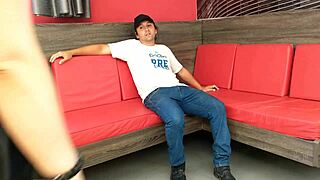 yo, banging bareback in the restaurant with this fat chick doggy-style outdoors!