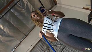 watch the cute blonde masturbate, then milf licks her holes