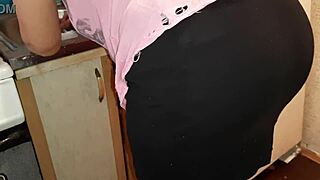 i'm sneakily touching myself next to stepmom in the kitchen, so risky!