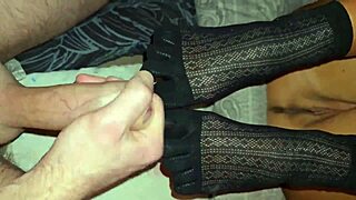 Stepmom fucks in socks with five fingers
