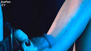 Blonde Milf Masters Footjobs with Bare Feet and Sexy Toes