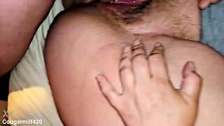 Close up of pregnant milf's pussy getting creampied