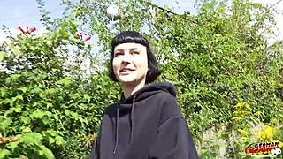 german scout picks up tall skinny french girl delfine dahlia for a raw casting fuck