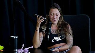 Safada strips sensually, revealing perky breasts after sharing wild stories of virginity loss - Flor de Damiana on Sheer Red